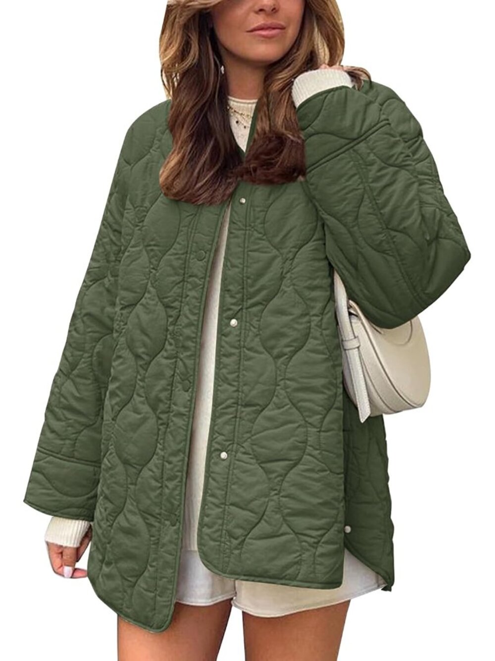 Womens Quilted Lightweight Jackets Oversized Puffer Coat with Pockets